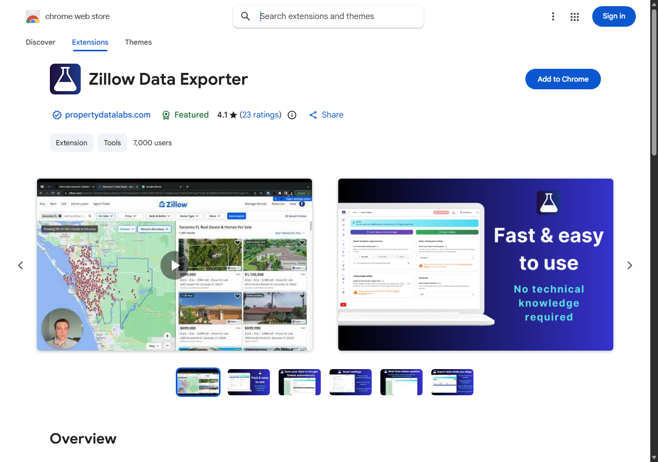 Property Data Labs Zillow Data Exporter Chrome extension